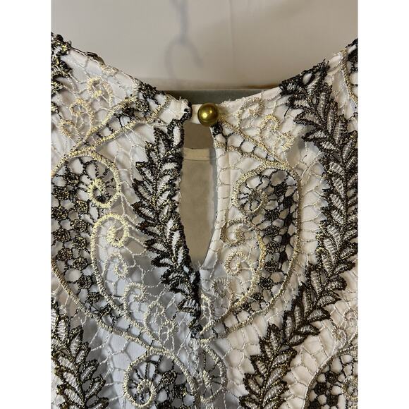 New-Voom by Joy Han Size Medium Vintage Short Sleeve Top Embroidered Designs NWT - Picture 6 of 7